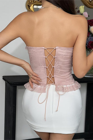 Strapless Lace Trim Corset Top
