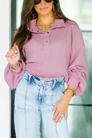 Textured Button-Front Sweatshirt