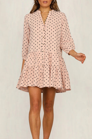 Polka Dot Button-Front Dress
