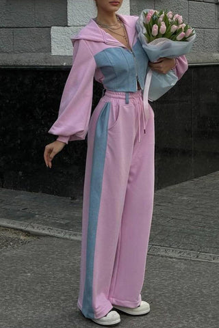 Patchwork Two-Piece Pant Set