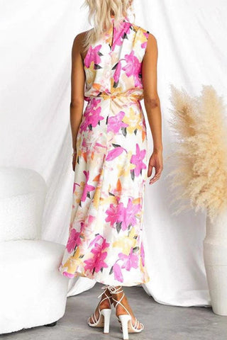 Floral Print Sleeveless Midi Dress