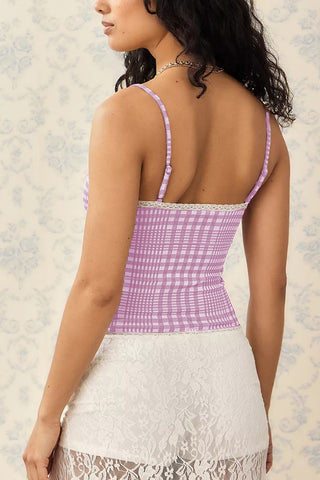 Gingham Lace-Trim Camisole