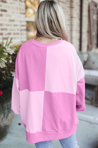 Button-Front Patchwork Sweatshirt