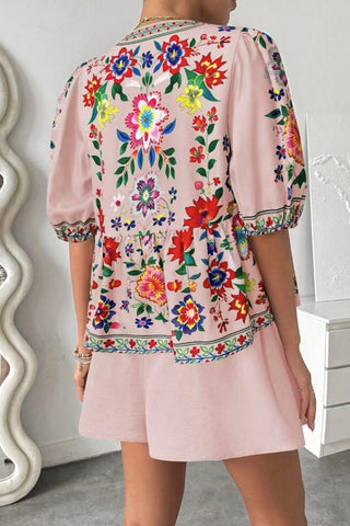 Floral Tie-Front Short Set