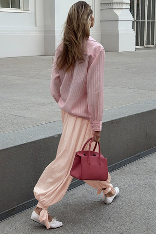 Elastic Waist Casual Tie Hem Pants