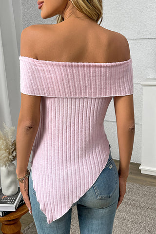 Off-Shoulder Ribbed T-Shirt