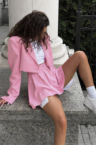 Chic Cropped Blazer and Skirt Set