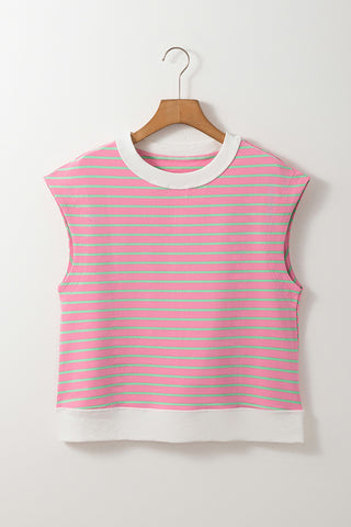 Striped Cap Sleeve Crop Top