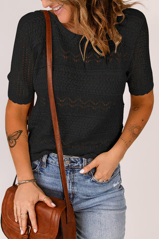 Short-Sleeve Textured Sweater Top
