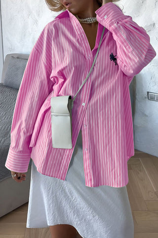 Striped Button-Up Long Shirt
