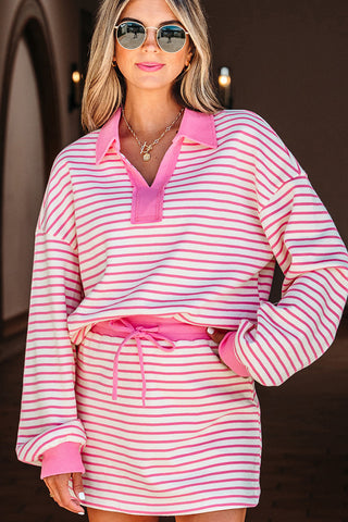 Stripe Long Sleeve Skirt Set