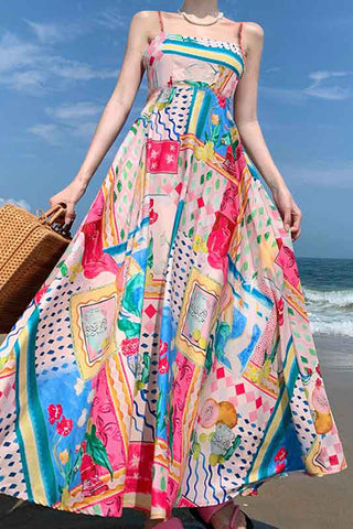 Artistic Print Sundress with Straps