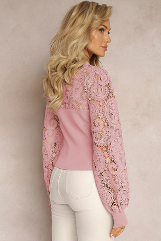 Lace Sleeve Knit Top