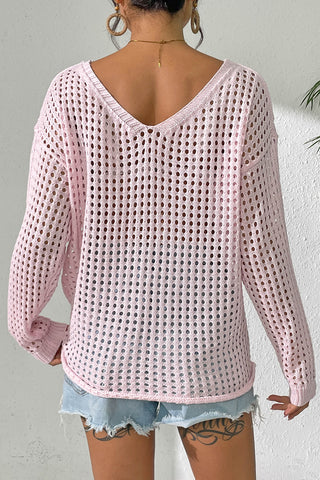 Lace Bow Open-Knit Top