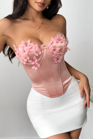 Floral Appliqué Corset Tank Top