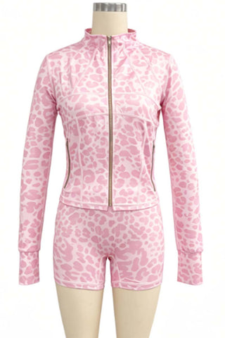 Zip-Front Long-Sleeve Shorts Set