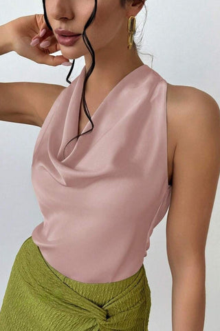 Draped Cowl Neck Tank Top