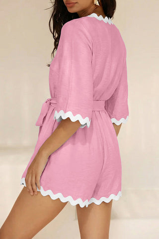 Scalloped Trim Wrap Romper