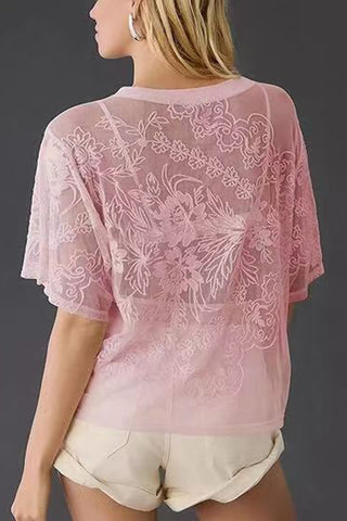 Floral Lace Sheer T-Shirt