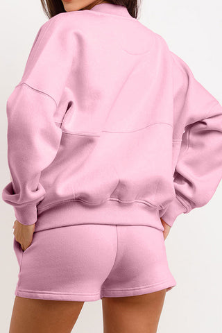 Zip-Up Casual Short Set