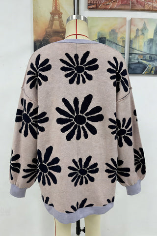 Floral Patterned Button-Front Cardigan