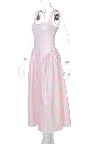 Gingham Sundress with Square Neckline