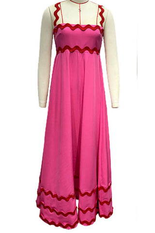 Scalloped-Trim Casual Maxi Dress