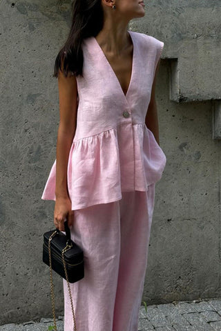Sleeveless Peplum Pants Sets