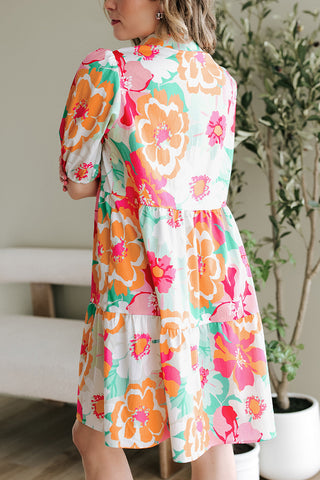 Vibrant Tiered Floral Mini Dress