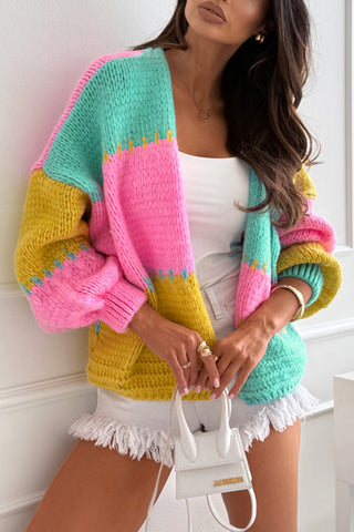 Colorblock Open Front Cardigan