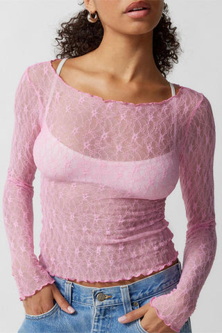 Elegant Lace Long-Sleeve Top