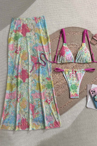 Paisley Bikini Set with Cover-Up