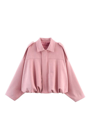 Oversized Zip-Up Jacket with Shoulder Tabs