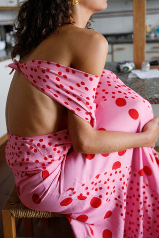 Off-Shoulder Polka Dot Skirt Set