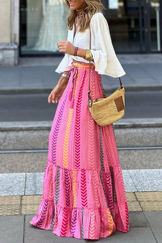 Patterned Patchwork Maxi Skirt