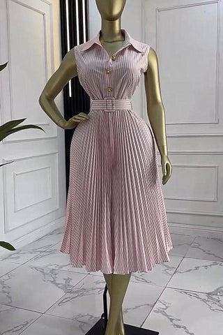 Striped Button-Front Casual Dress