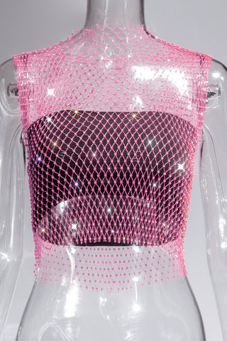 Sparkling Rhinestone Mesh Tank Top