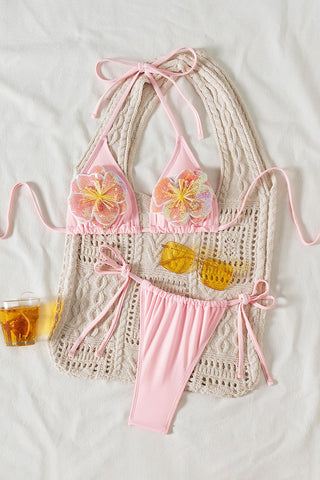 Floral Appliqué Bikini Set