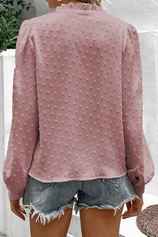 Lace Trim Button-Down Blouse