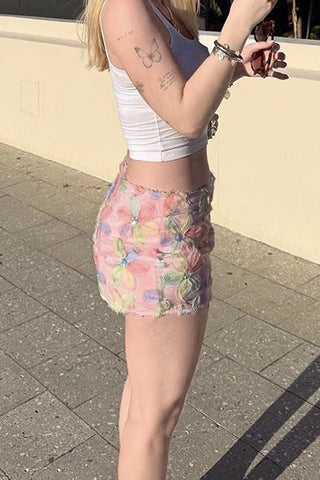Floral Embellished Casual Mini Skirt