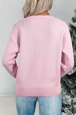 Gingerbread Print Round Neck Sweater