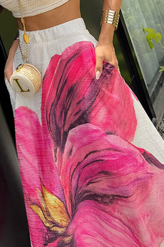 Floral Print Casual Maxi Skirt