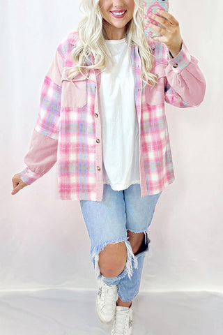 Casual Plaid Button-Up Jacket