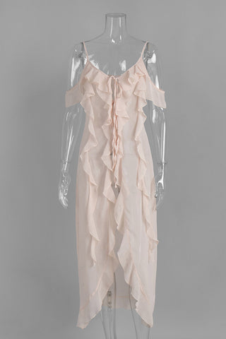 Ruffled Off-Shoulder Midi Dress