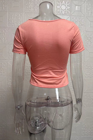 Cutout Wrap T-Shirt with Button Details