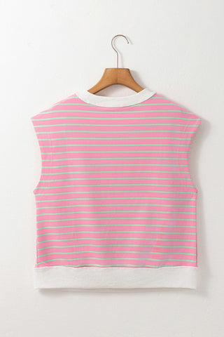 Striped Cap Sleeve Crop Top