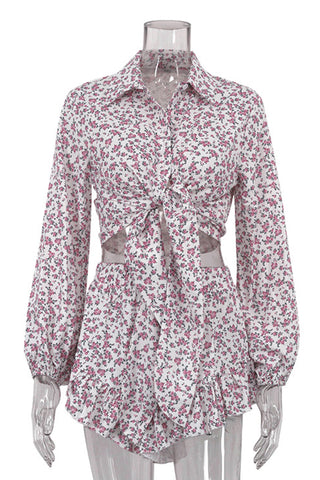 Floral Tie-Front Short Set
