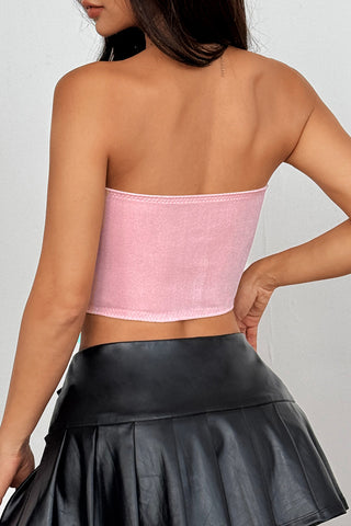 Strapless Corset Tank with Pearl Details