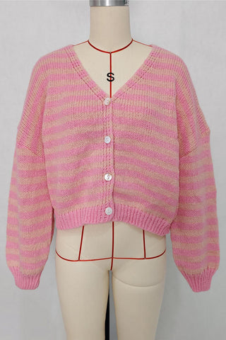 Striped Button-Front Cardigan