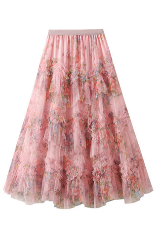 Tiered Floral Maxi Skirt